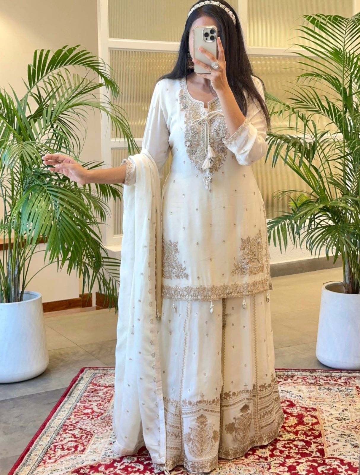 Beautiful White Color Sharara Suit for Party Wear