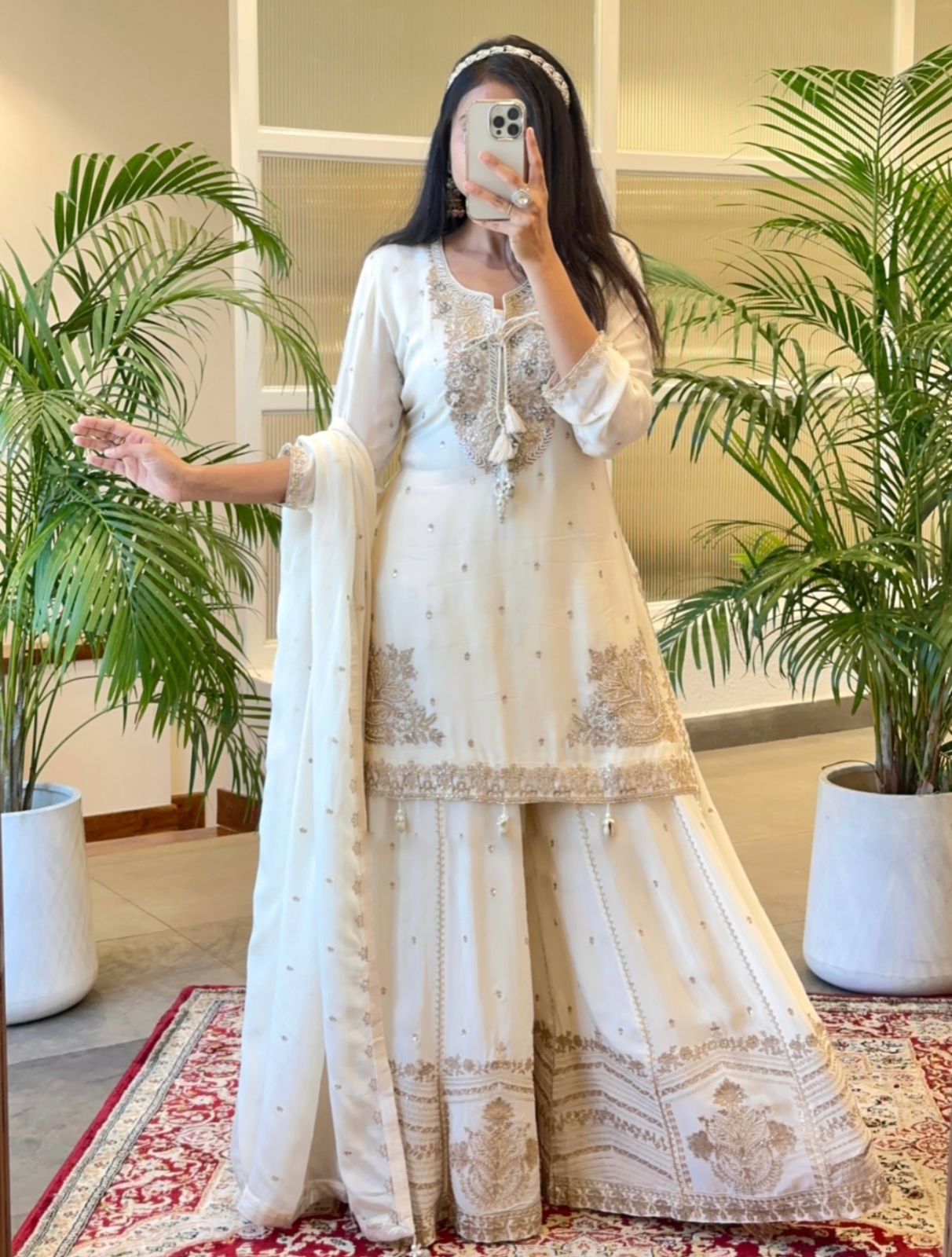 Beautiful White Color Sharara Suit for Party Wear