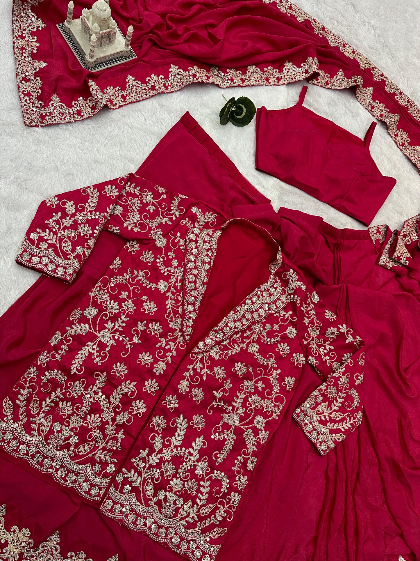 Ready To Wear Pink Saree With Heavy Work Koti