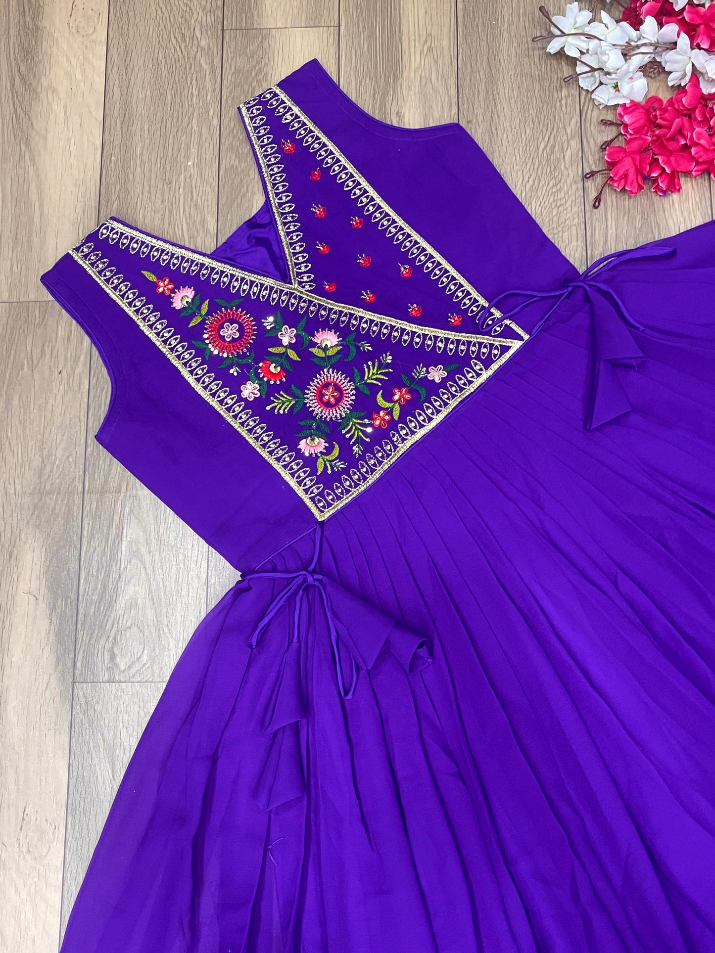 Beautiful Purple Thread Sequence Work Anarkali Gown