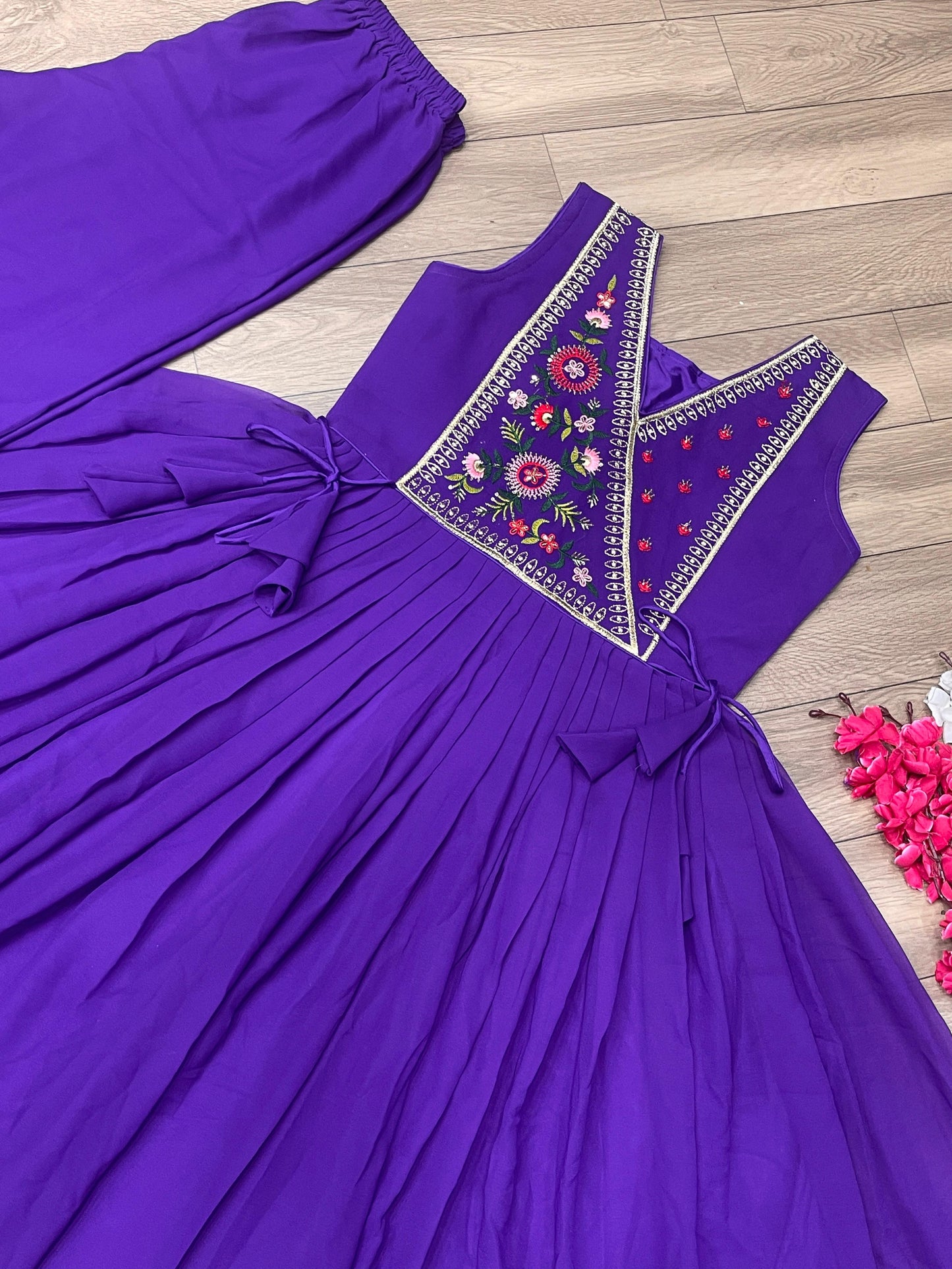 Beautiful Purple Thread Sequence Work Anarkali Gown