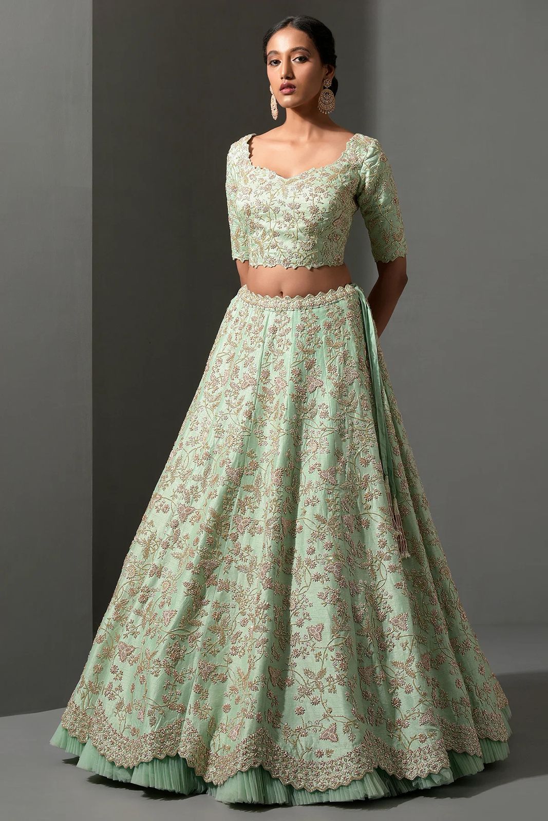 Thread Dori Work Peach Color Lehenga Choli