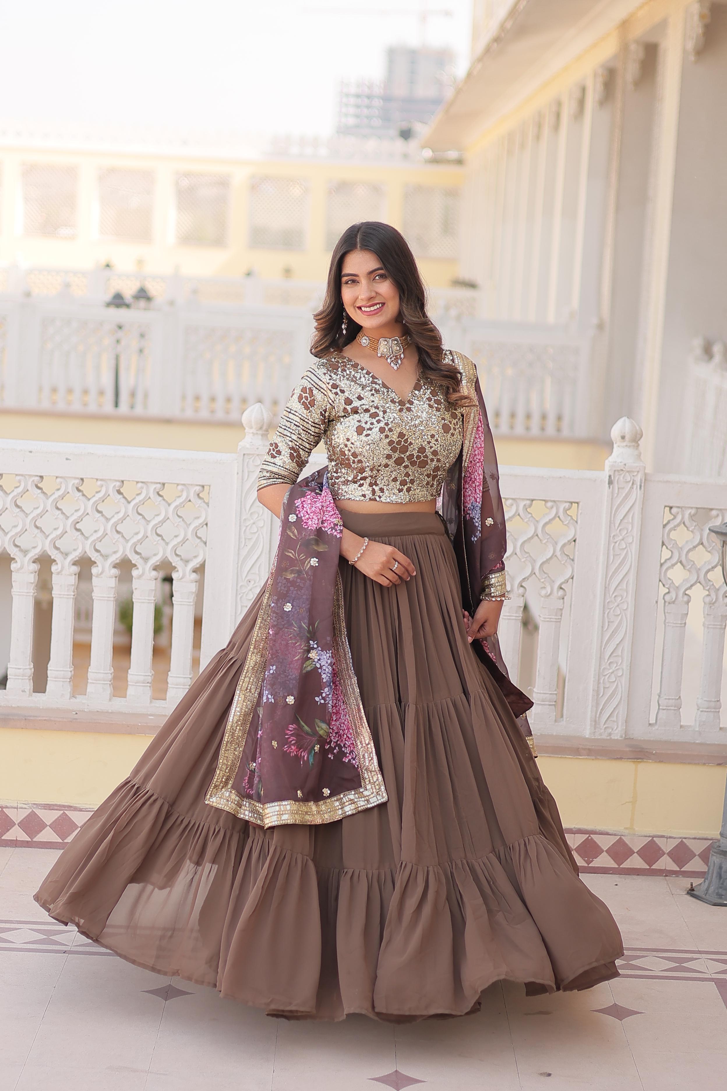 Ravishing Sequence Work Brown Color Lehenga Choli