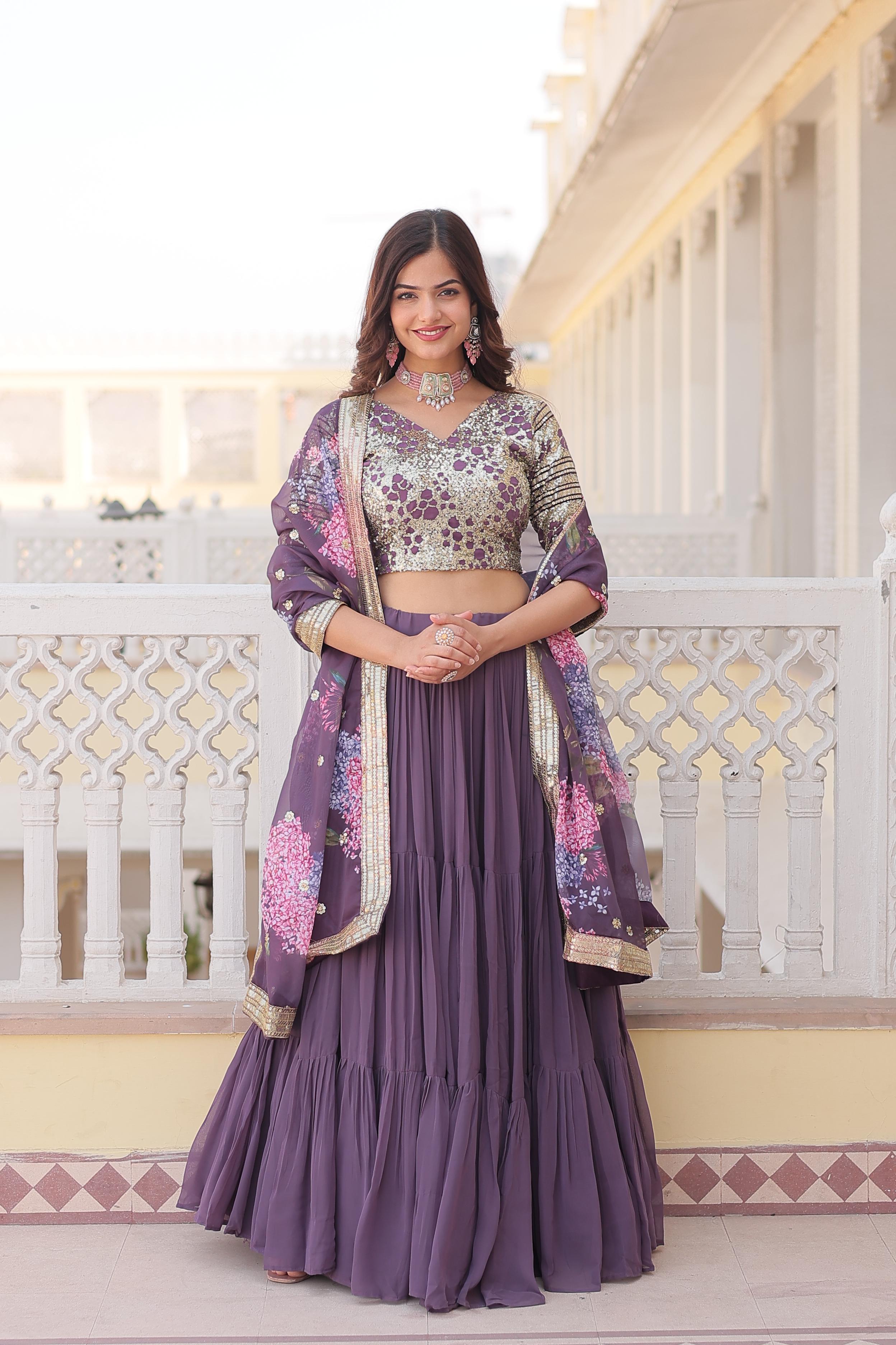 Ravishing Sequence Work Lavender Color Lehenga Choli