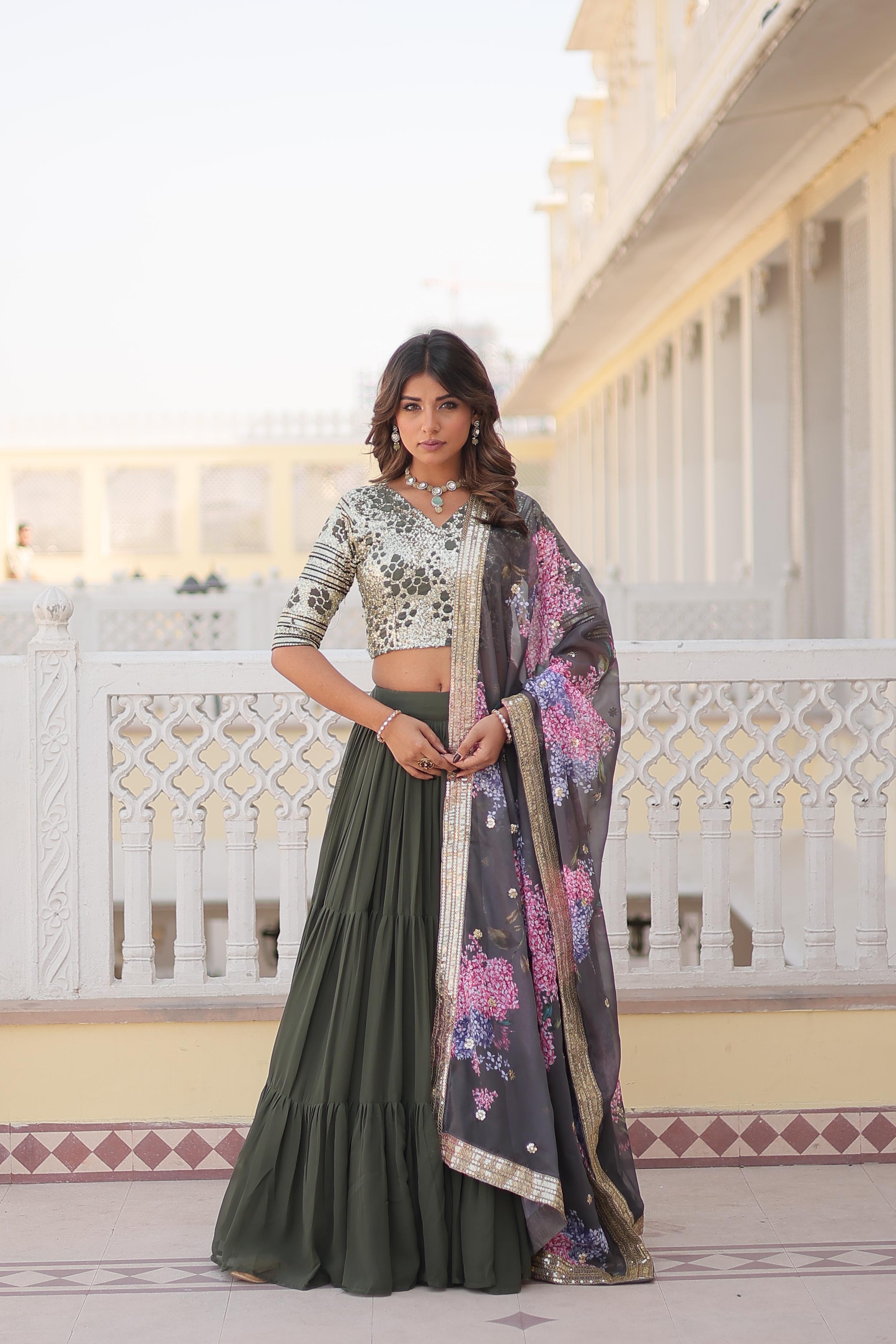 Ravishing Sequence Work Green Color Lehenga Choli