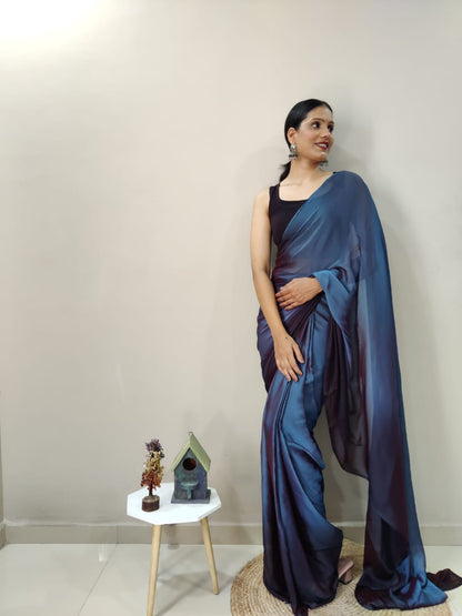 Ready To Wear Navy Blue Color Shade Saree