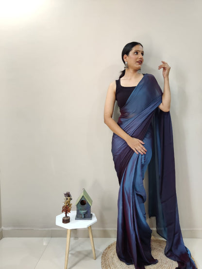 Ready To Wear Navy Blue Color Shade Saree