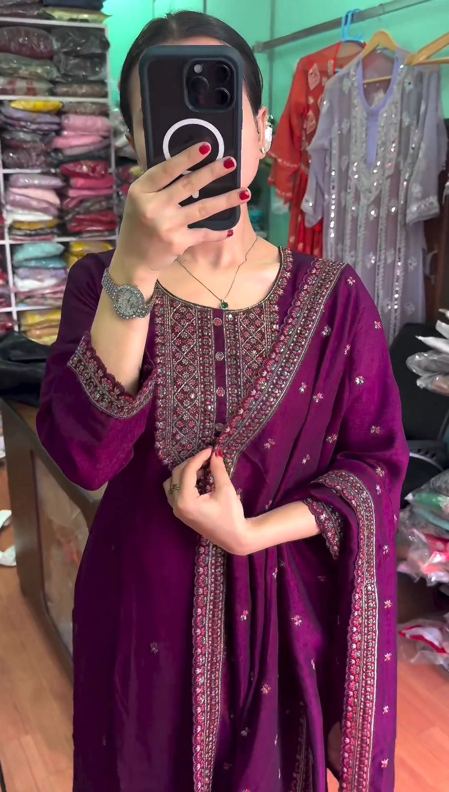 Purple Color Sequence Thread Work Salwar Suit