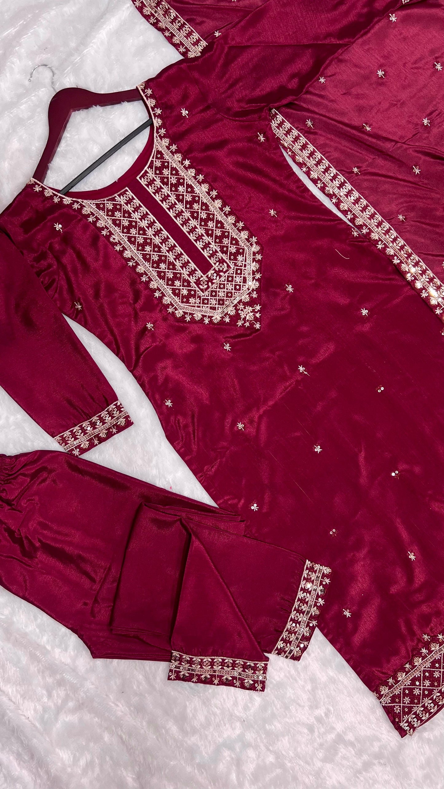 Maroon Color Sequence Thread Work Salwar Suit