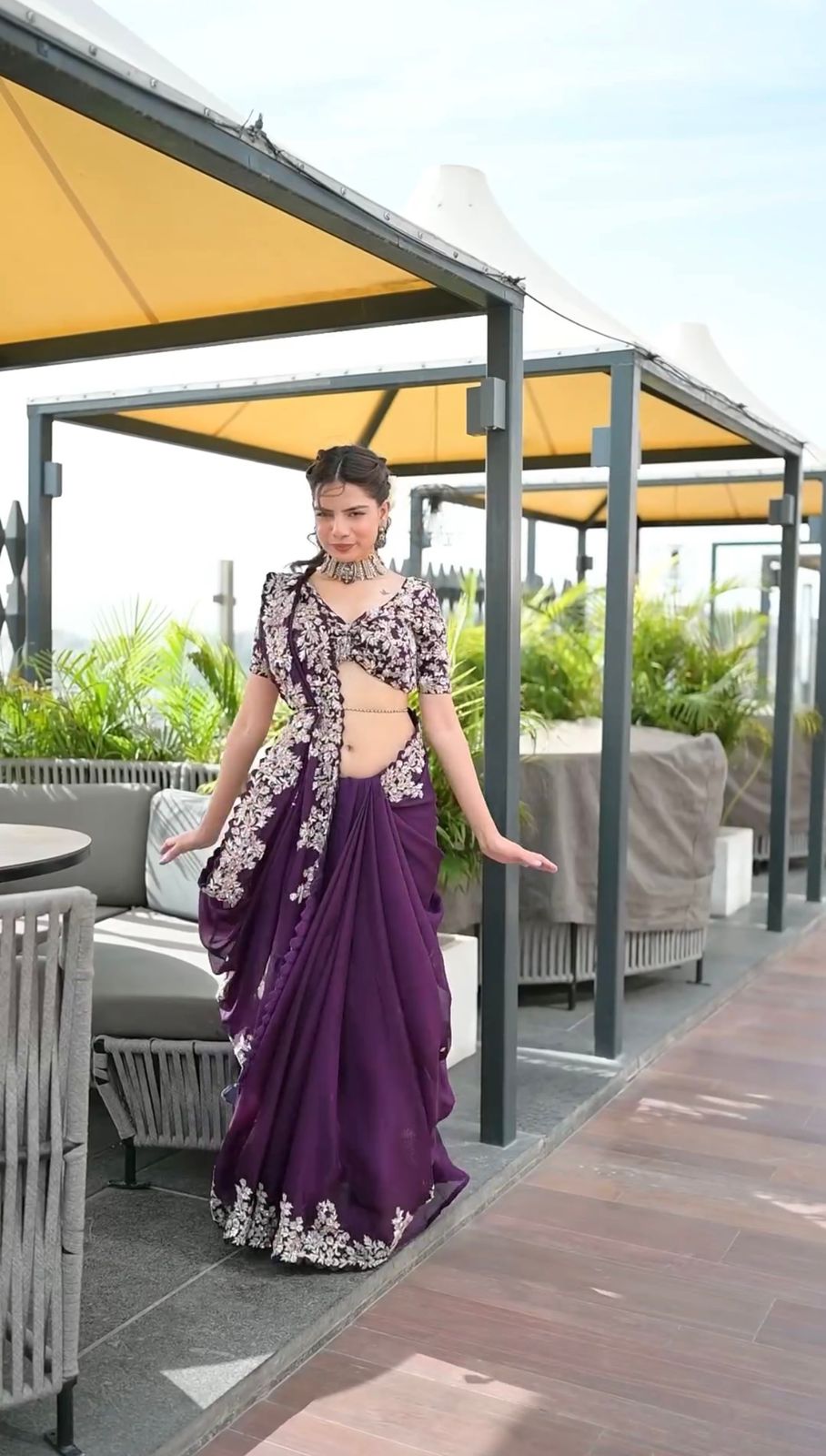 Occasion Wear Heavy Work Purple Color Saree