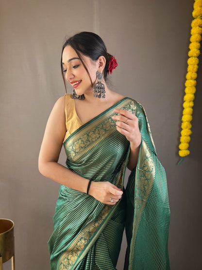 Beautiful Border Green Weaving Festive Saree