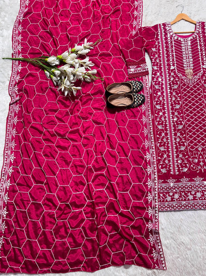 Demanding Sequence Work Pink Color Kurti Set