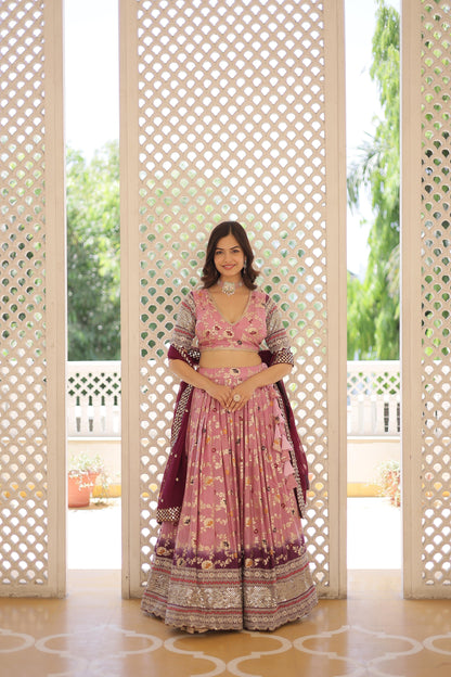 Captivating Jacquard Work Lavender Lehenga Choli