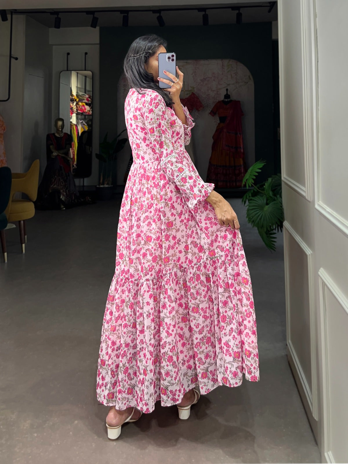 Dusty pink floral dress best sale