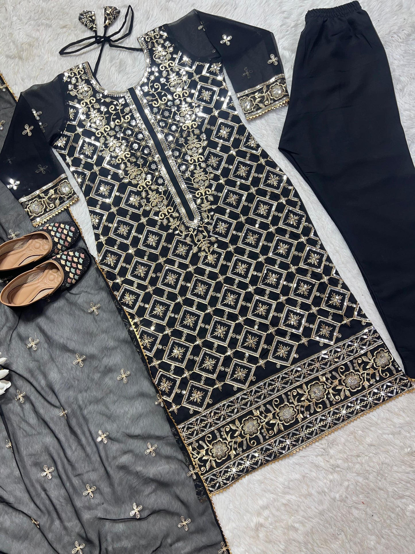 Black Color Heavy Work Pakistani  Suit