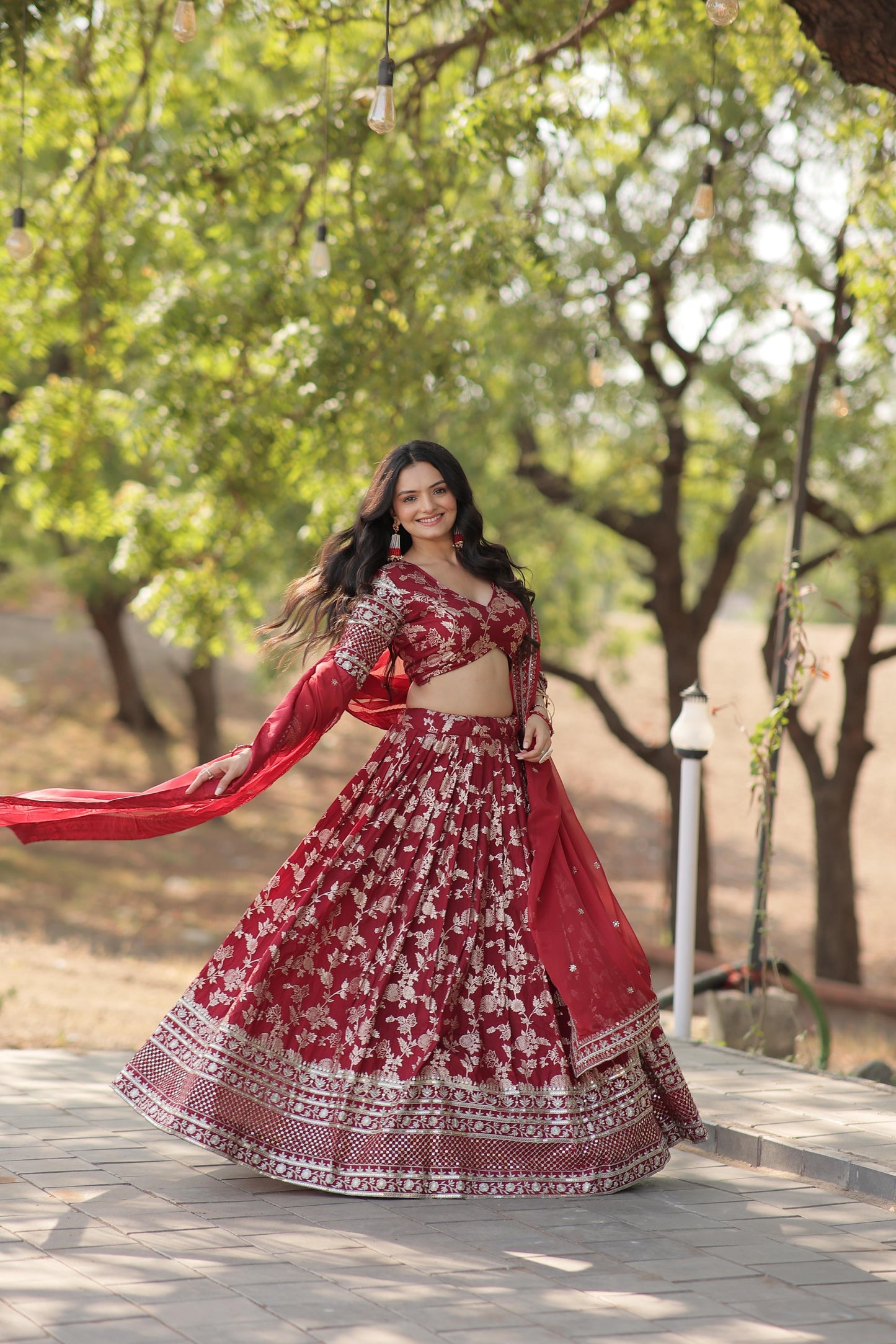 Embellished Maroon Color Heavy Embroidered Sequins Work Lehenga Choli