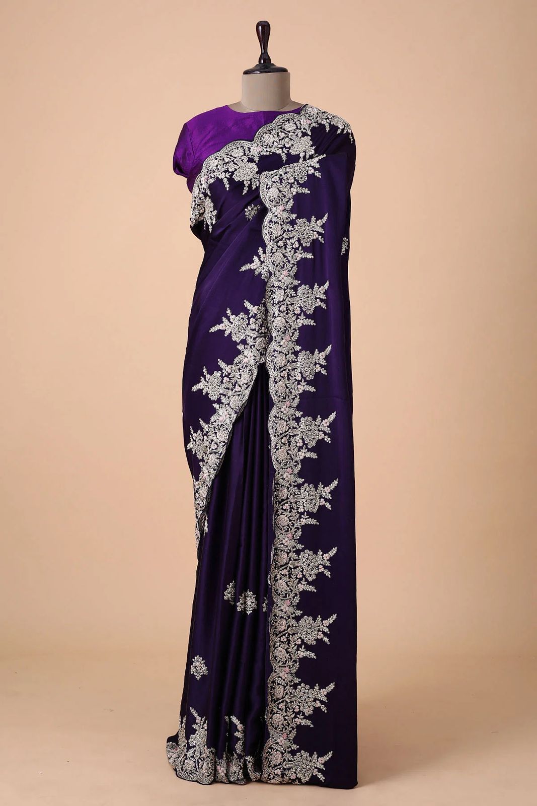 Festive Multi Thread With Sequence Work Purple Saree