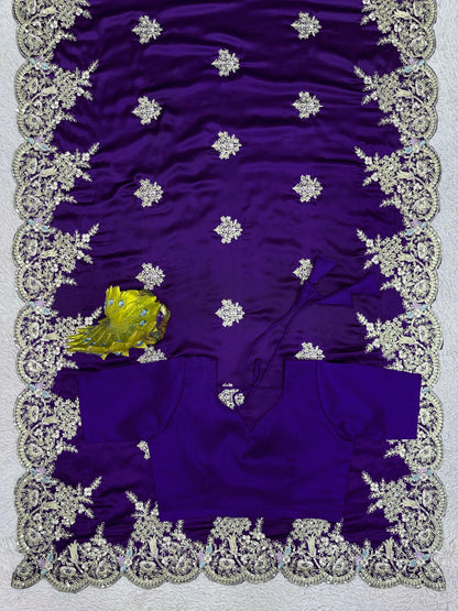 Festive Multi Thread With Sequence Work Purple Saree