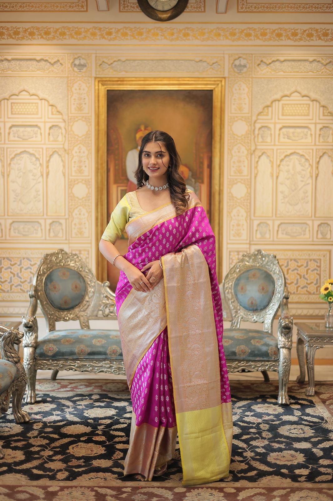 Kanjivaram Silk Pink Color Zari Weaving Work Saree