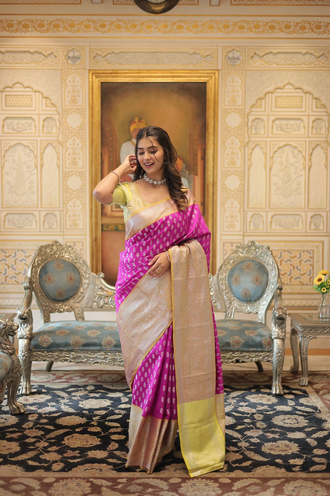 Kanjivaram Silk Pink Color Zari Weaving Work Saree