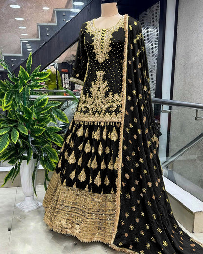 Festive Wear Full Work Black Color Lehenga With Top