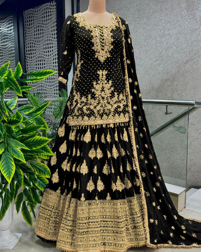 Festive Wear Full Work Black Color Lehenga With Top