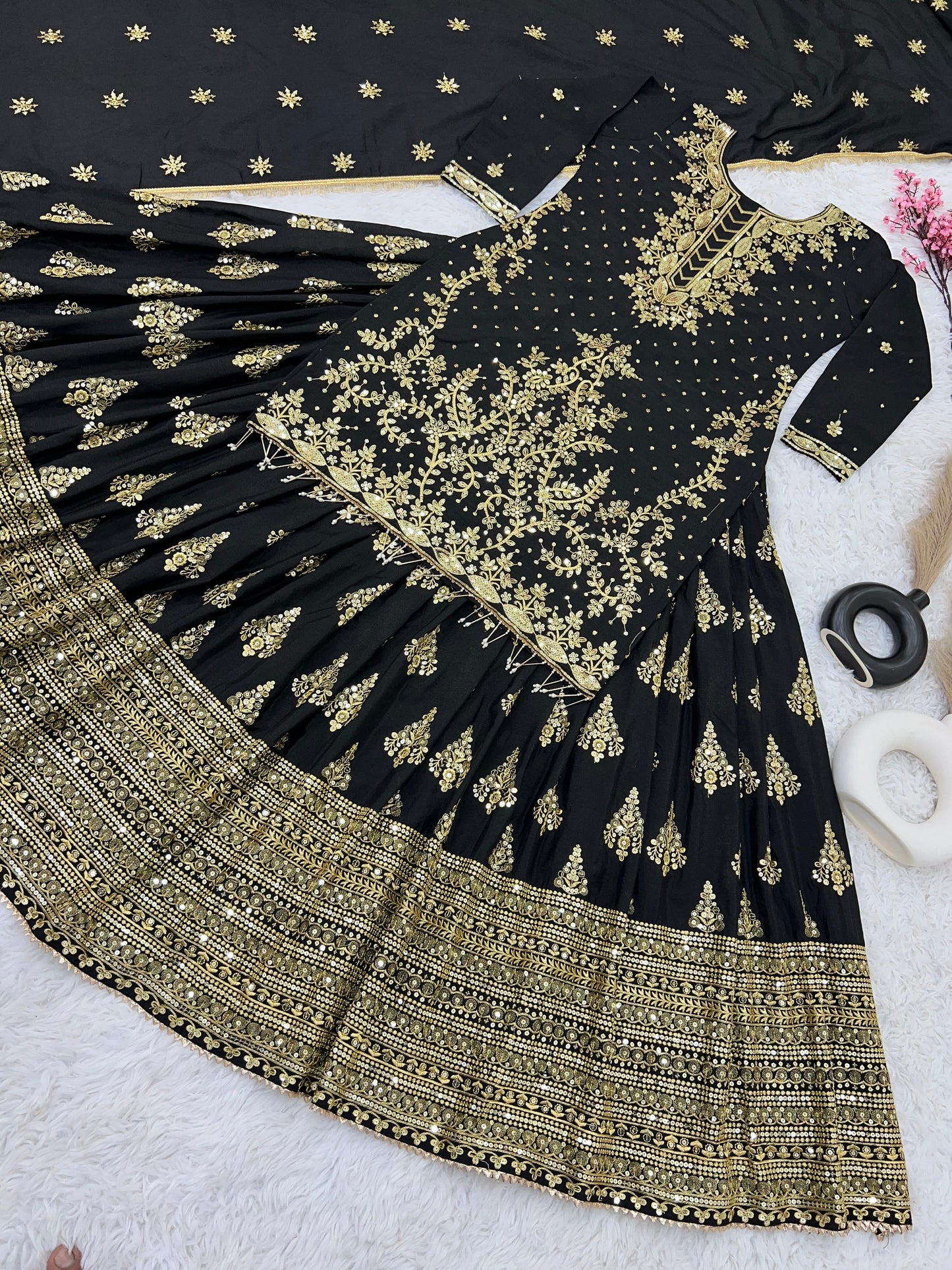 Festive Wear Full Work Black Color Lehenga With Top