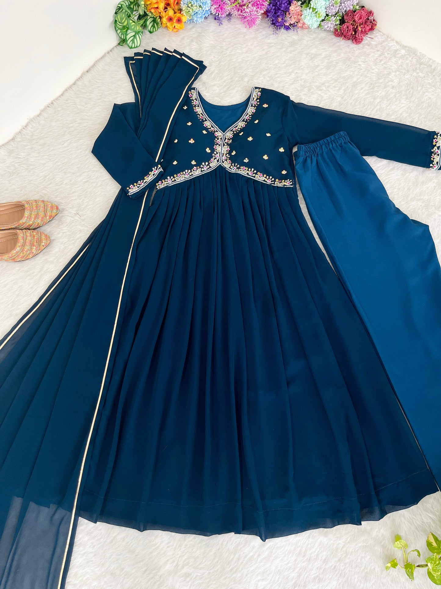 Marriage Special Navy Blue Beautiful Anarkali Suit