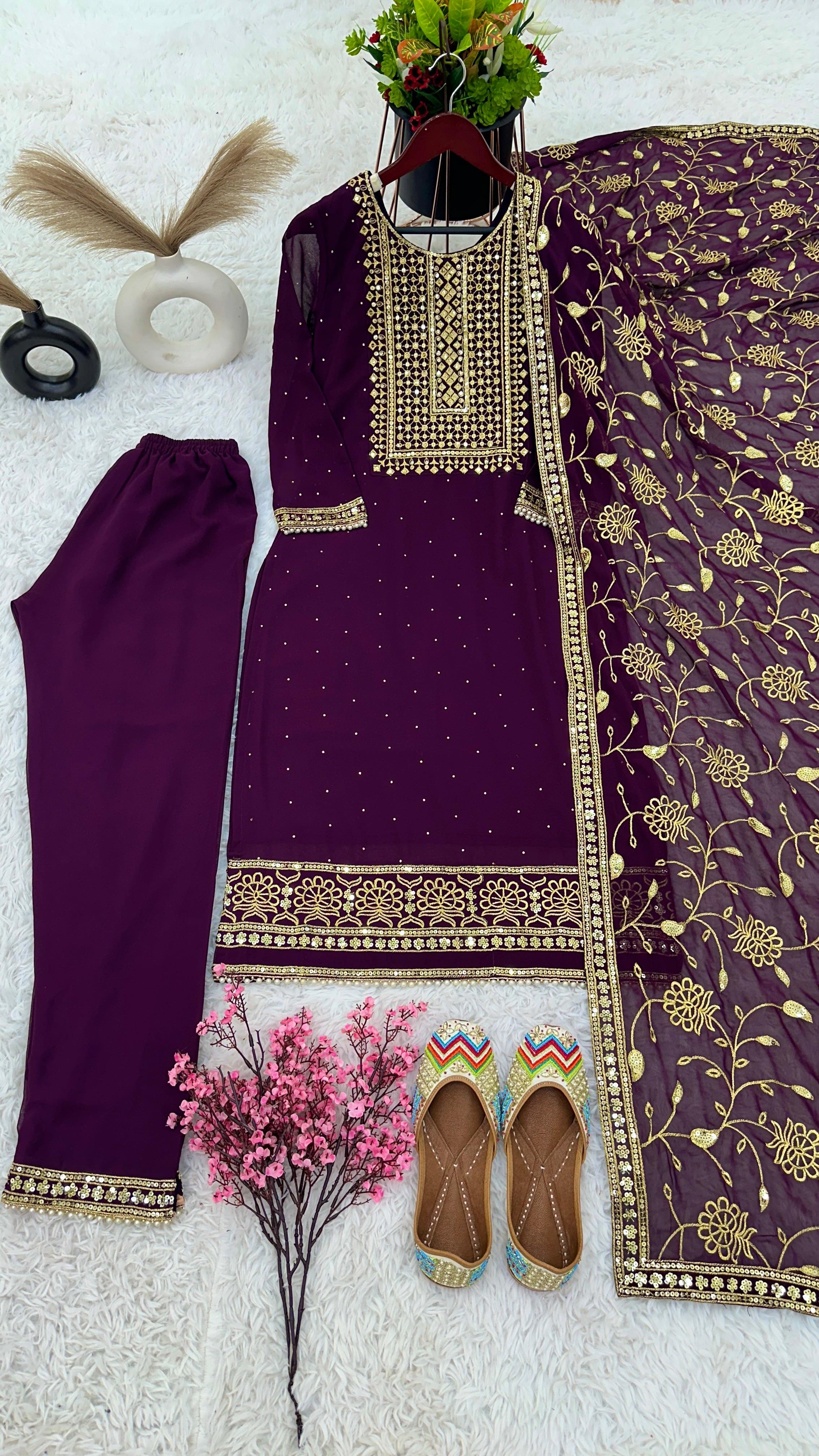 Festive Wear Heavy Sequence Work Purple Color Salwar Suit