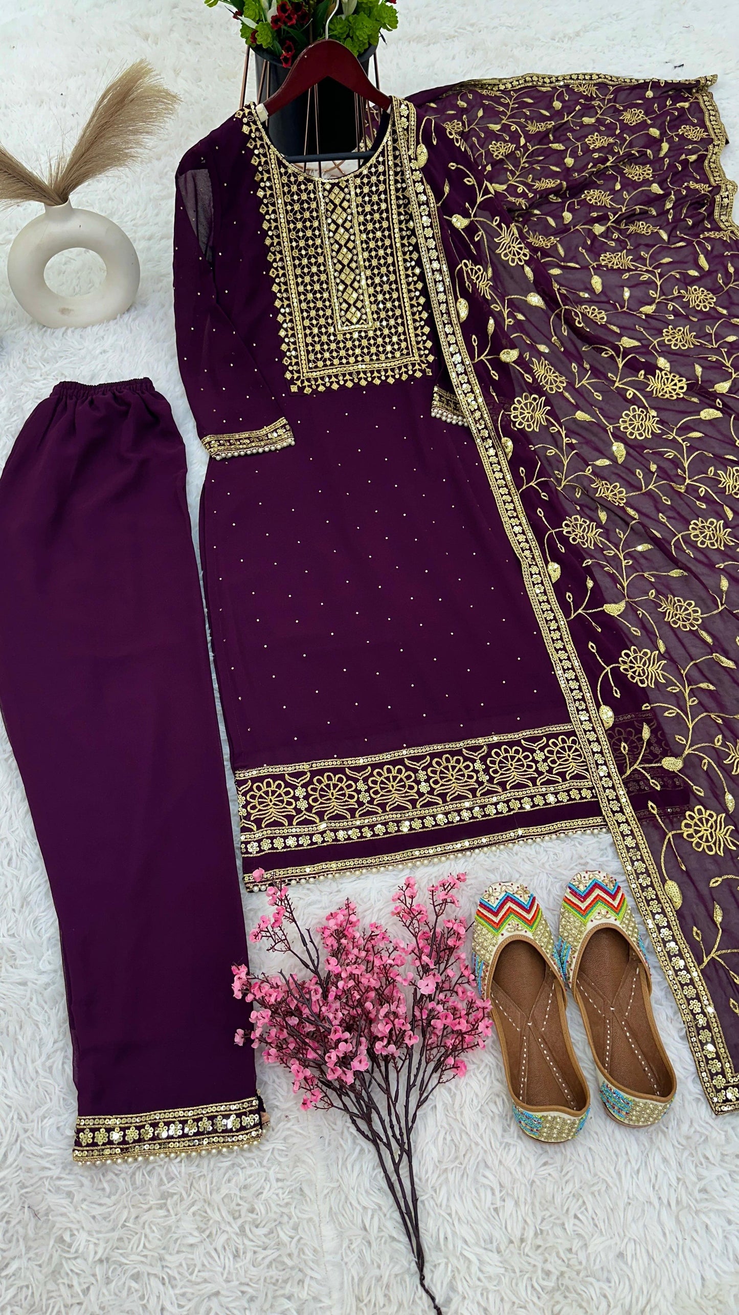 Festive Wear Heavy Sequence Work Purple Color Salwar Suit