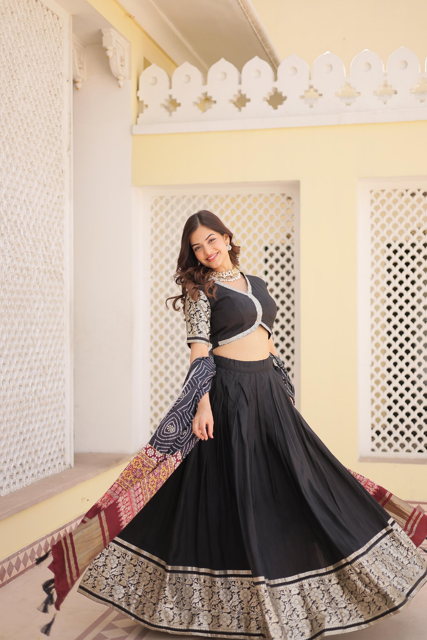 Black Color Jacquard Work Fancy Lehenga Choli