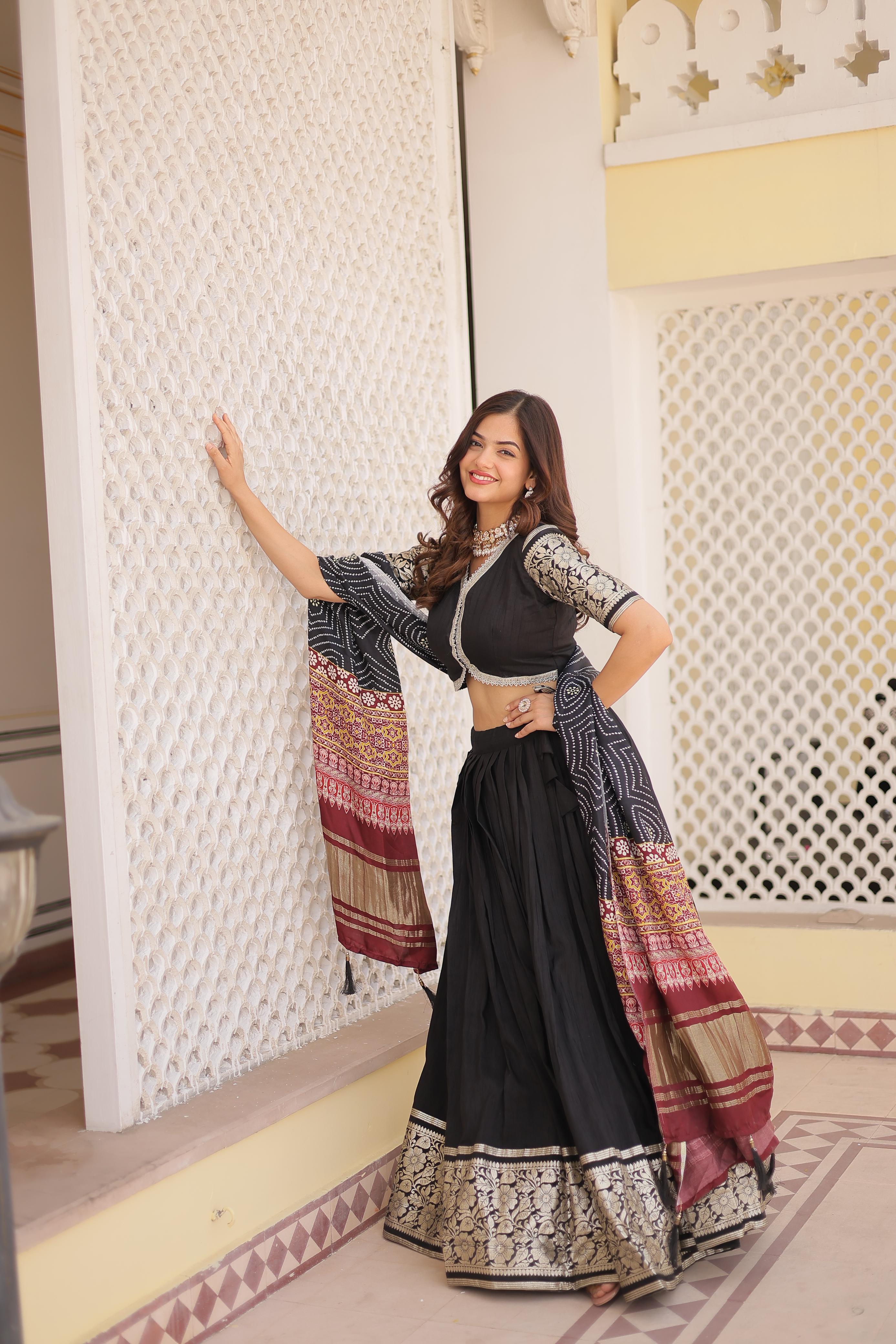 Black Color Jacquard Work Fancy Lehenga Choli