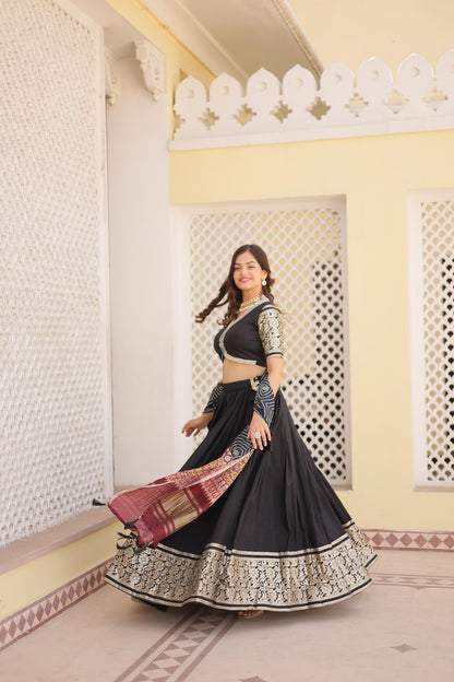 Black Color Jacquard Work Fancy Lehenga Choli