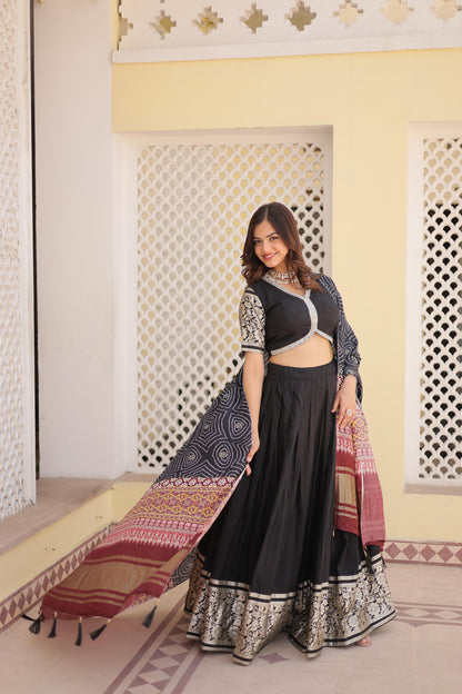 Black Color Jacquard Work Fancy Lehenga Choli