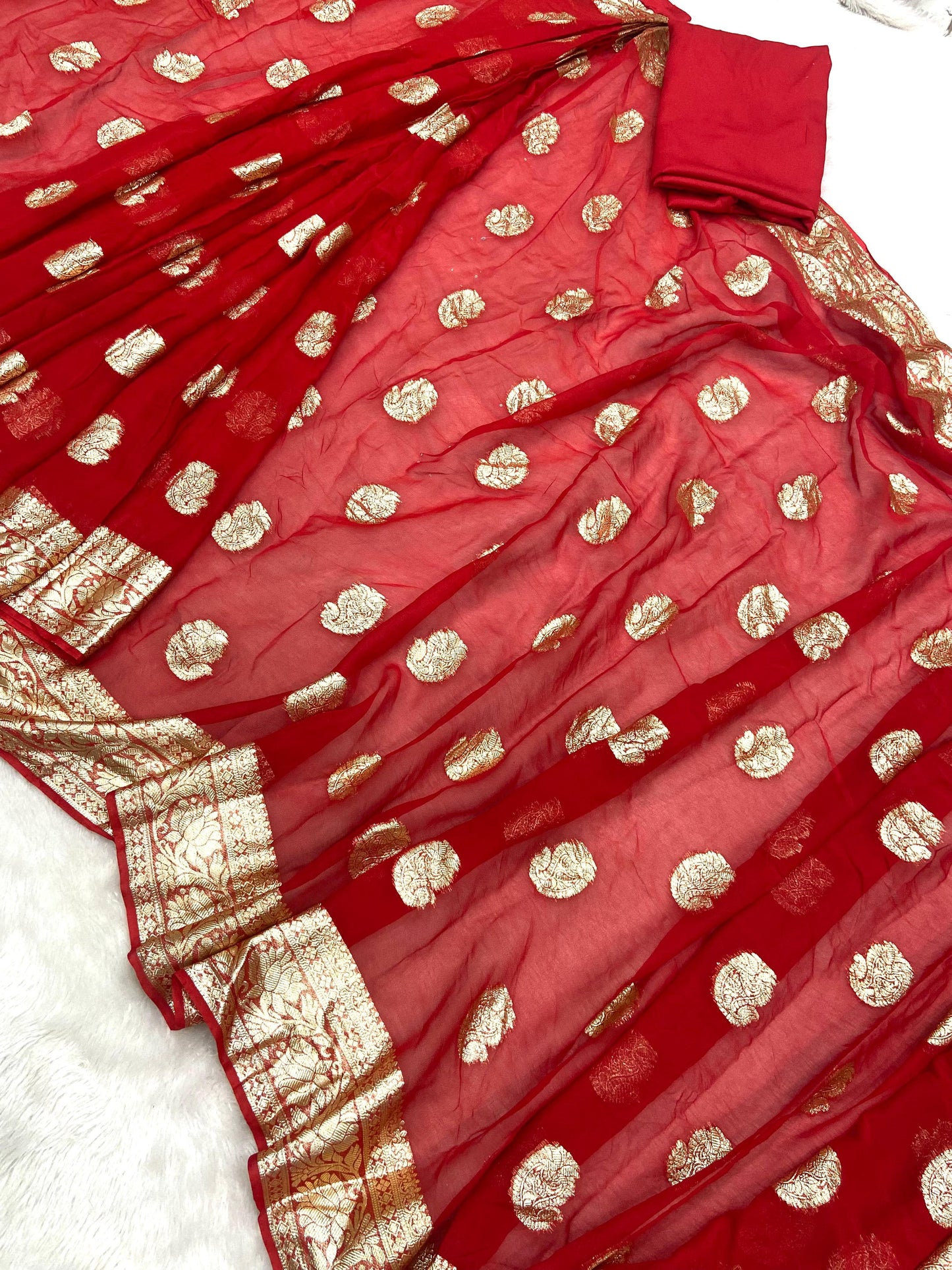 Wedding Wear Jacquard Design Red Color Ready To Wear Saree