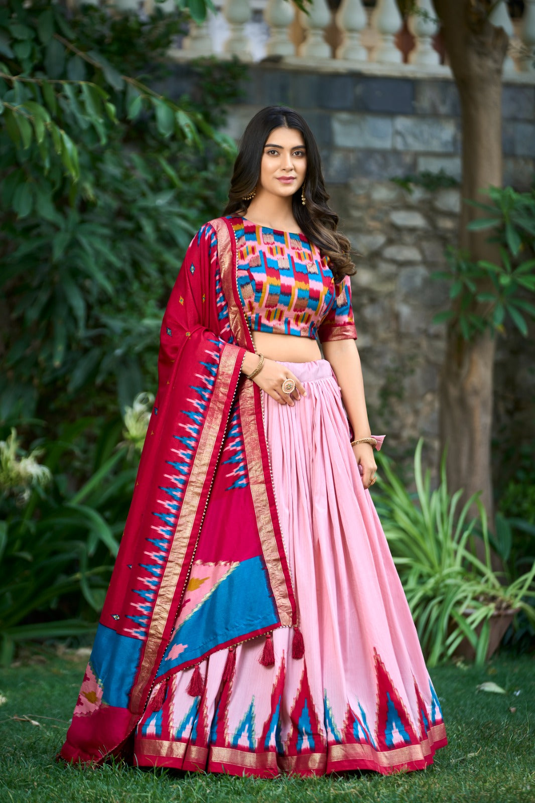 Function Wear Pink Printed Lehenga Choli