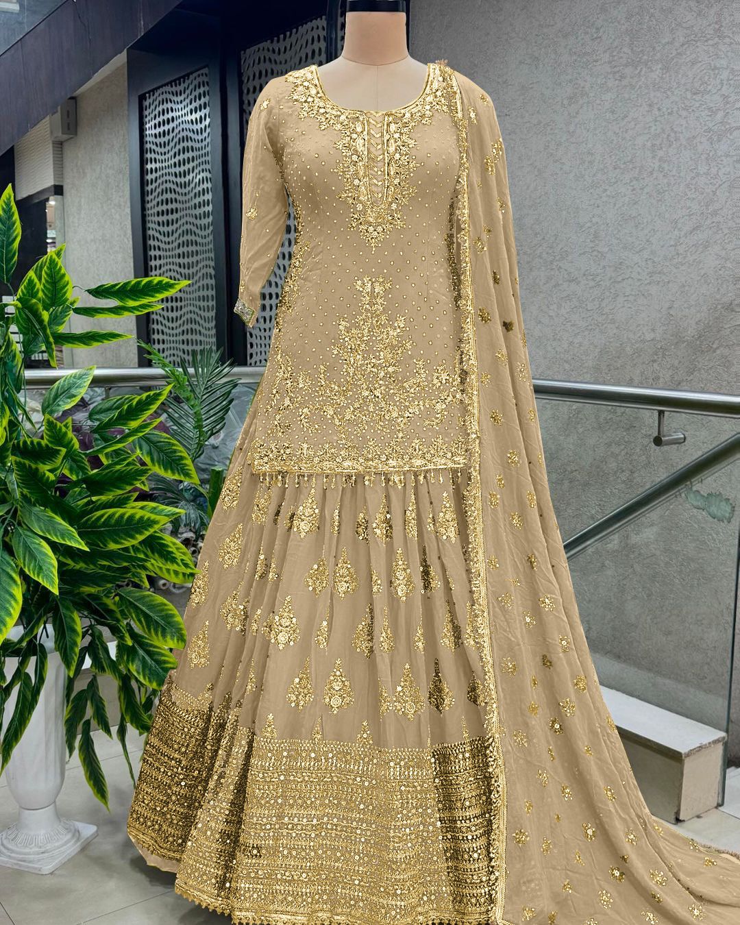 Festive Wear Full Work Cream Color Lehenga With Top