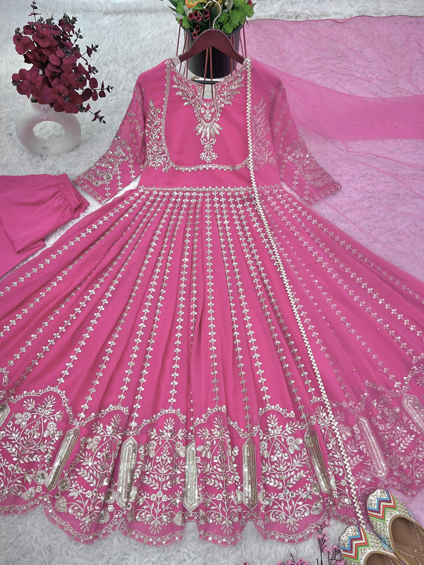 Awesome Pink Color Full Heavy Work Anarkali Suit