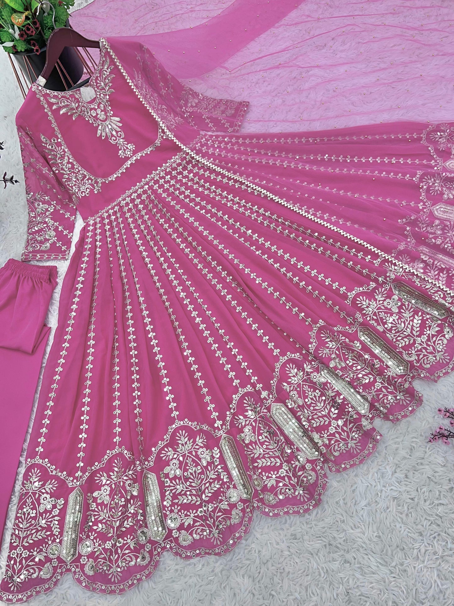 Awesome Pink Color Full Heavy Work Anarkali Suit