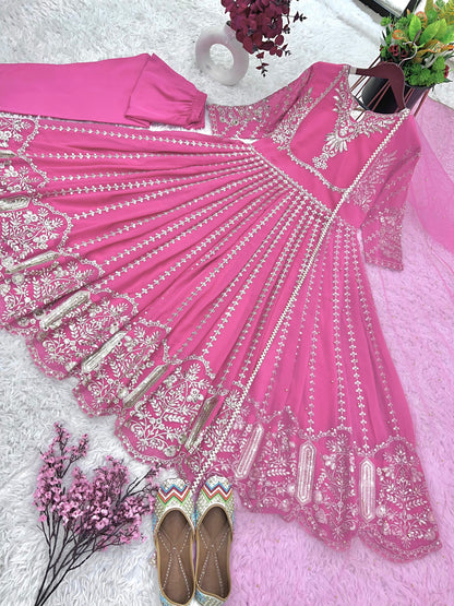 Awesome Pink Color Full Heavy Work Anarkali Suit