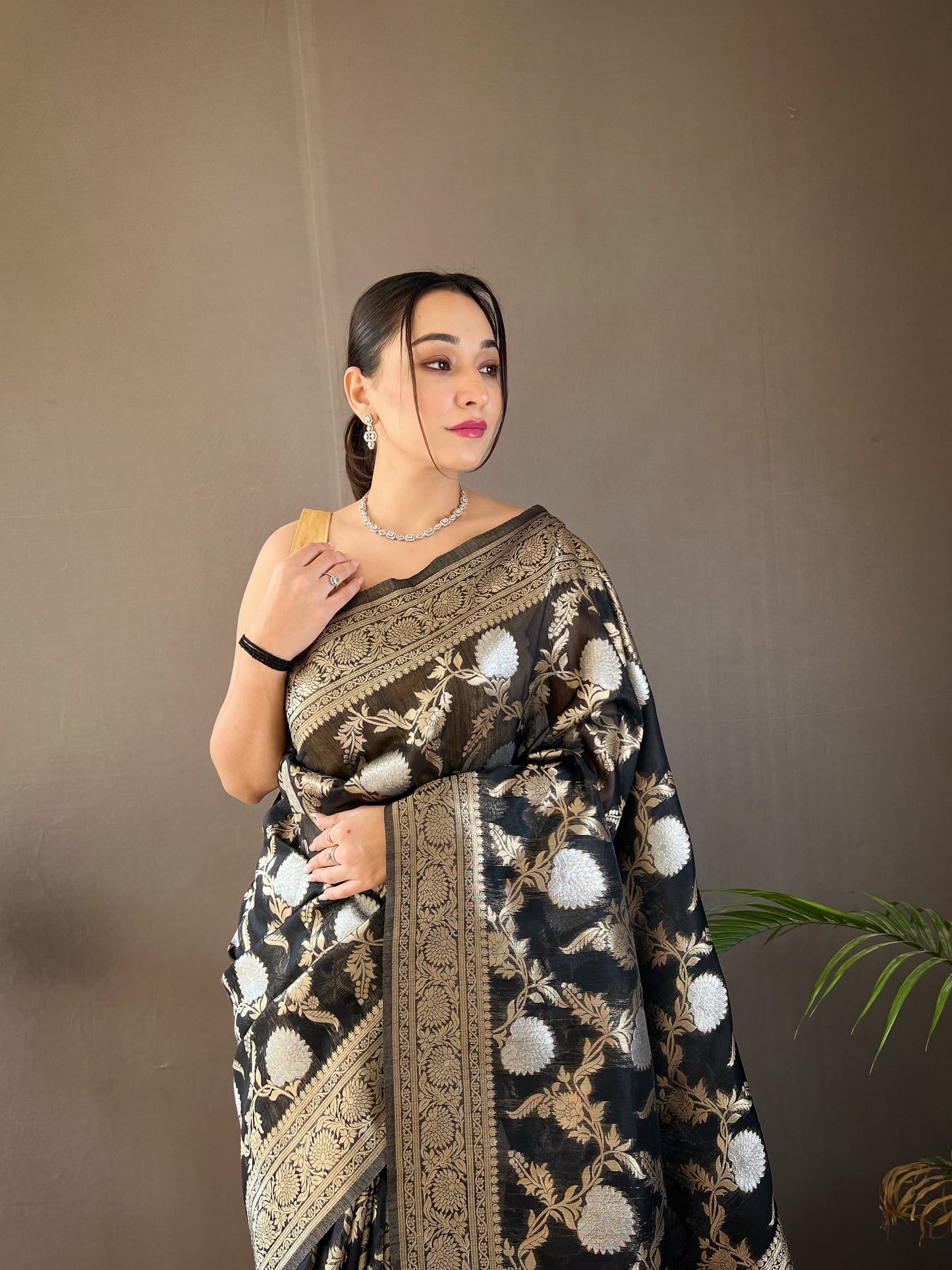 Traditional Black Rich Pallu With Jacquard Work Silk Saree