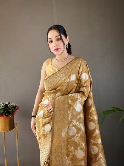 Traditional Mustard Rich Pallu With Jacquard Work Silk Saree