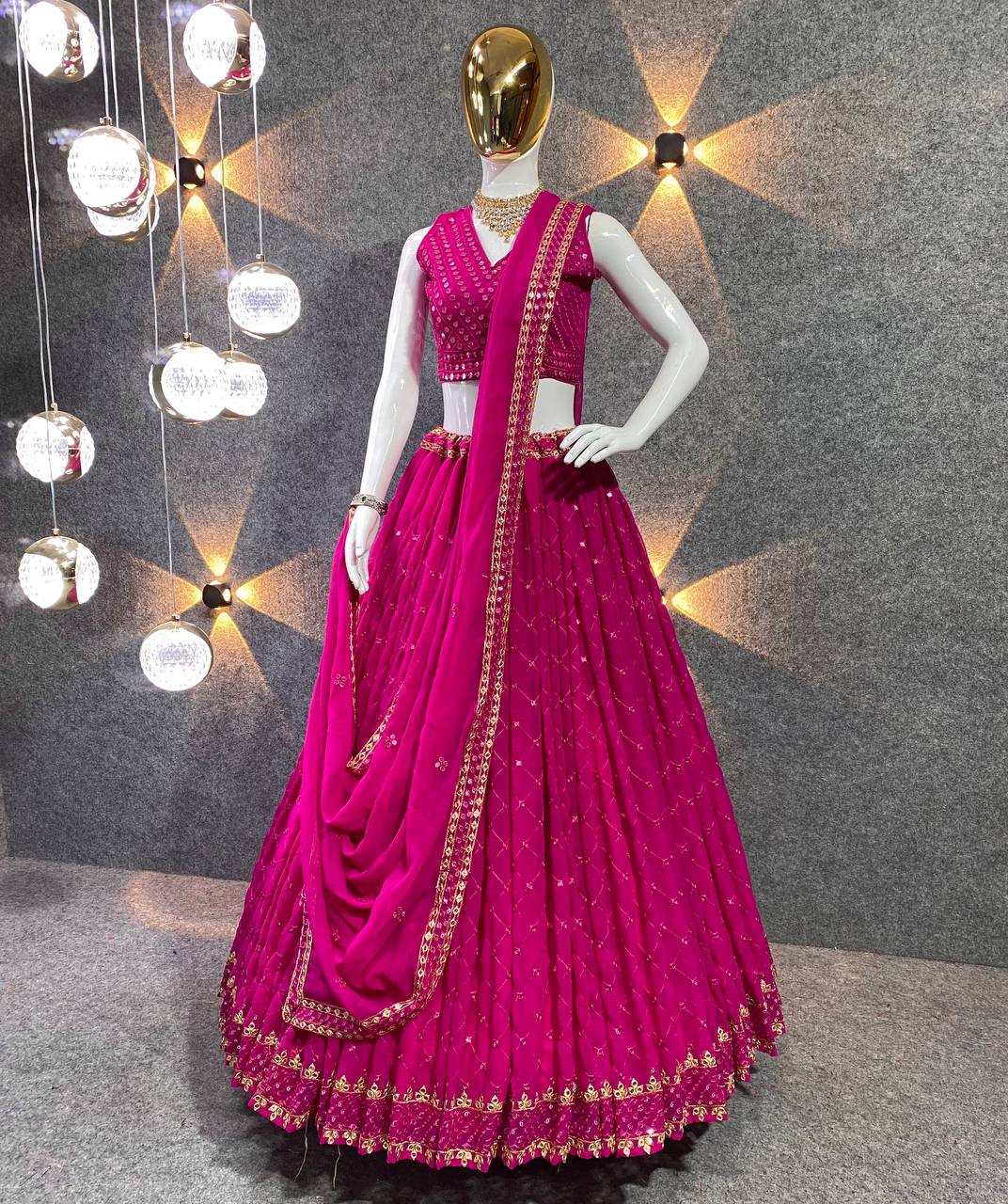 Wedding Wear Heavy Sequence Work Pink Color Lehenga Choli
