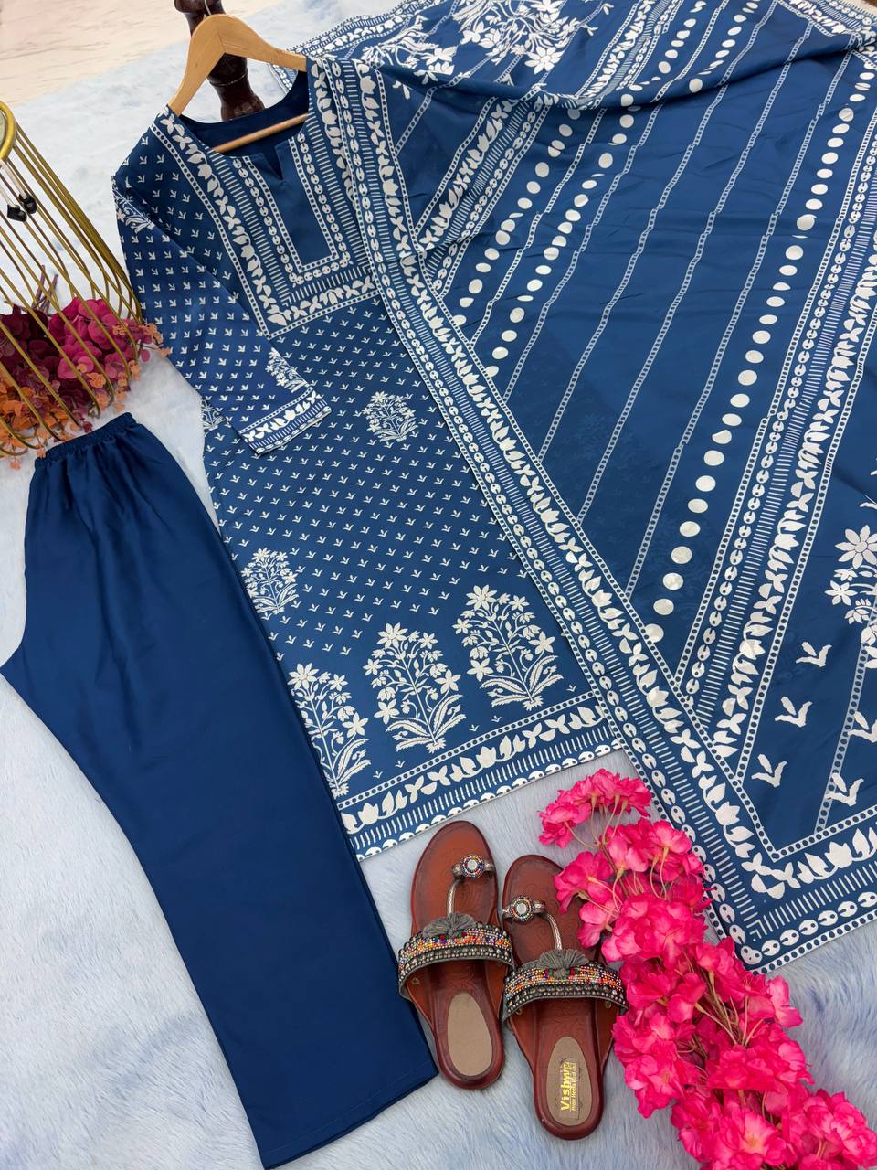 Summer Special Digital Print Blue Color Salwar Suit