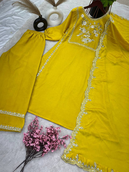 Hina Khan Wear Yellow Color Palazzo Suit