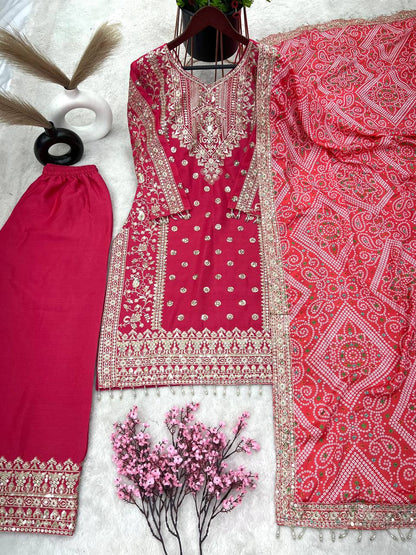 Festival Wear Pink Color Palazzo Suit