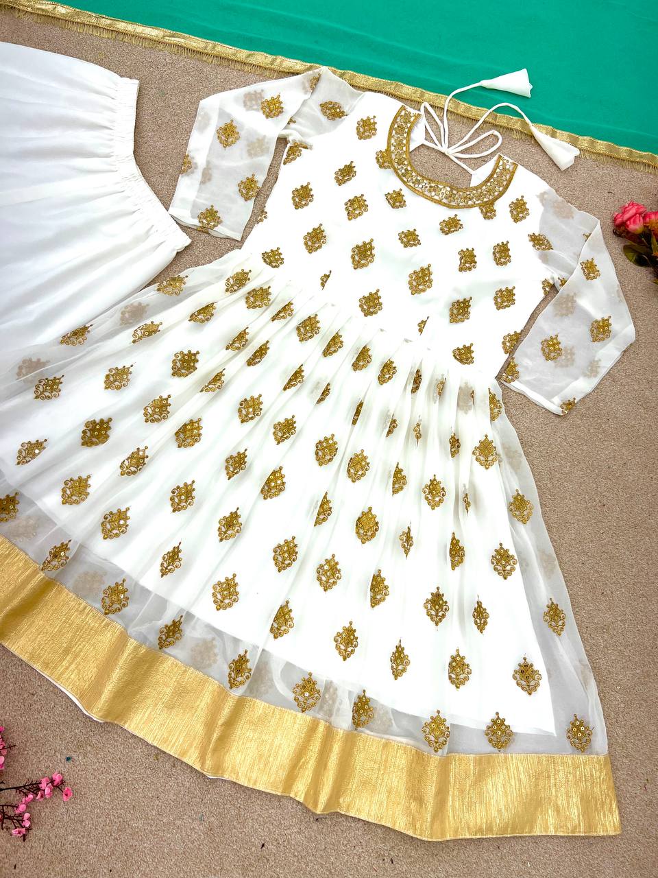 White Color Heavy Sequence Work Sharara Suit