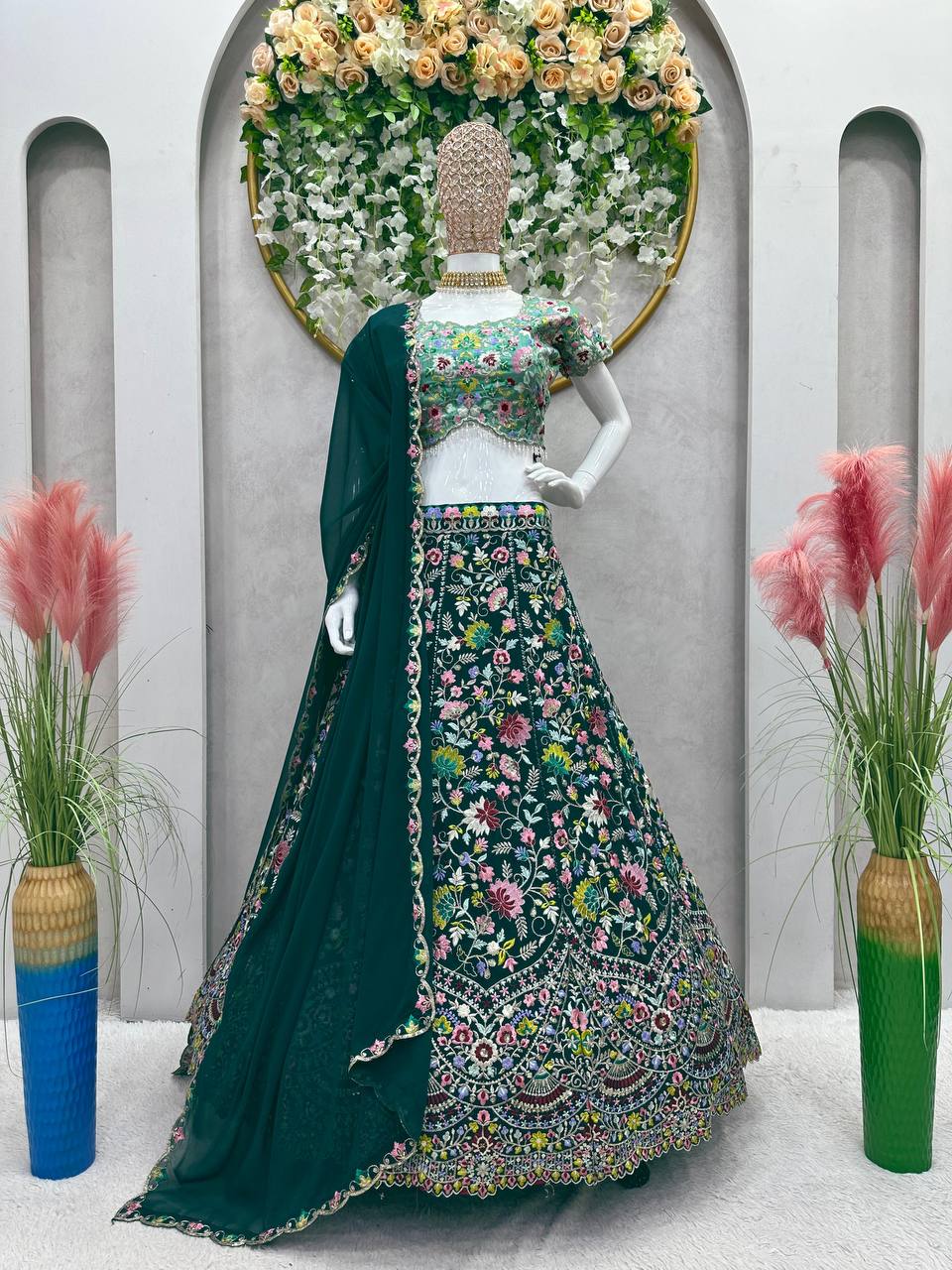 Engagement Wear Teal Blue Color Full Work Lehenga Choli