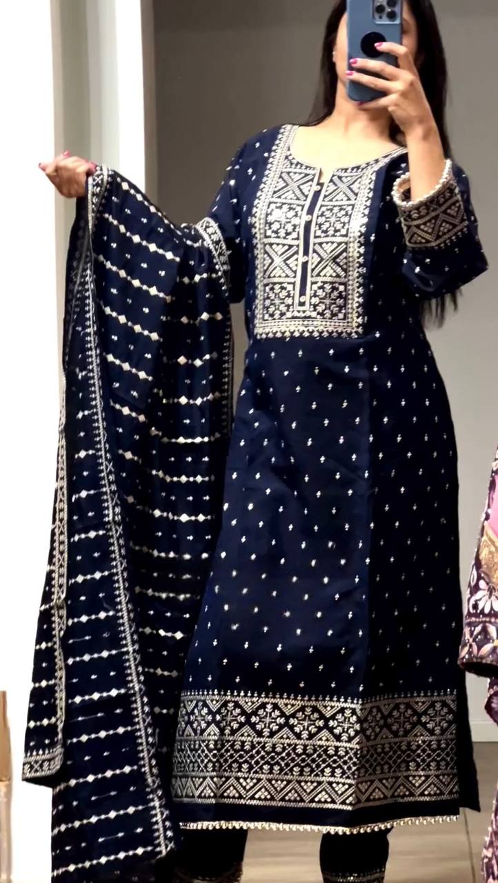 Preferable Blue Color Sequence Work Salwar Suit