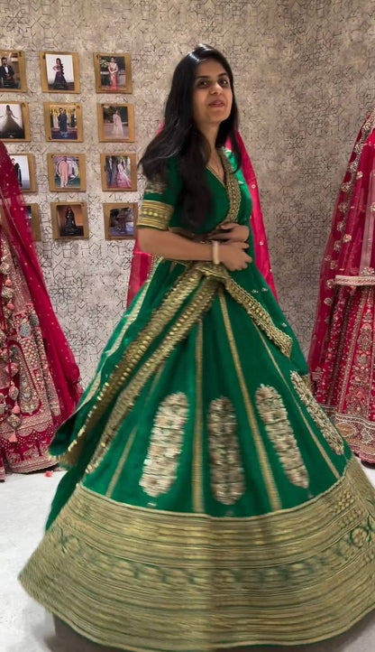 Green Embroidery Work Lehenga Choli With Georgette Dupatta